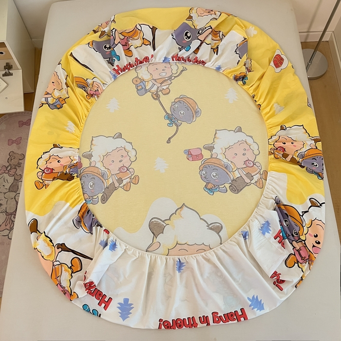 91家纺网 家纺一手货源 找家纺 金鑫汇家纺 2025新款喜羊羊与灰太狼全棉单品床笠 寻宝奇遇记