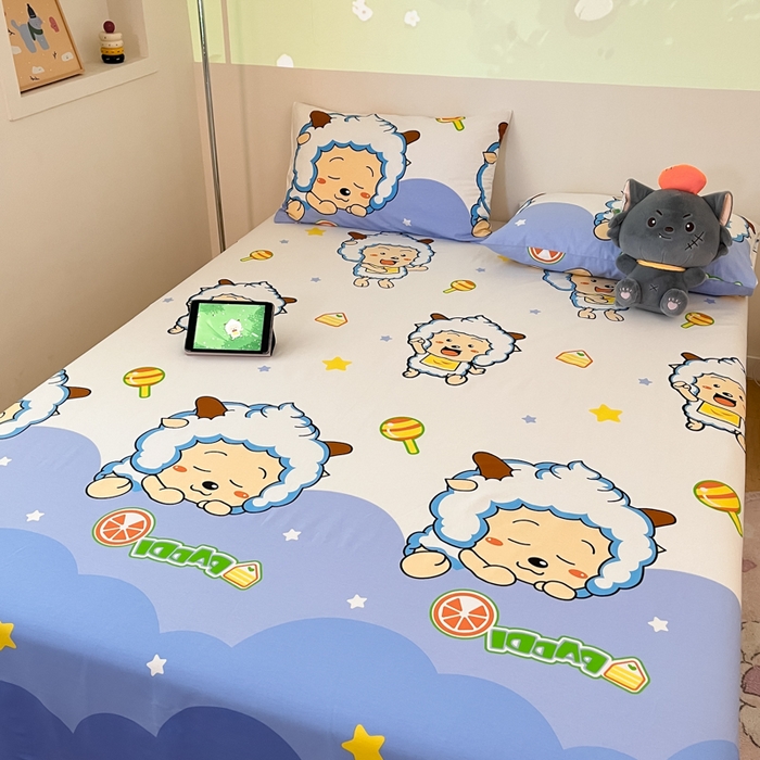 91家纺网 家纺一手货源 找家纺 金鑫汇家纺 2025新款喜羊羊与灰太狼全棉单品床笠 懒懒大王