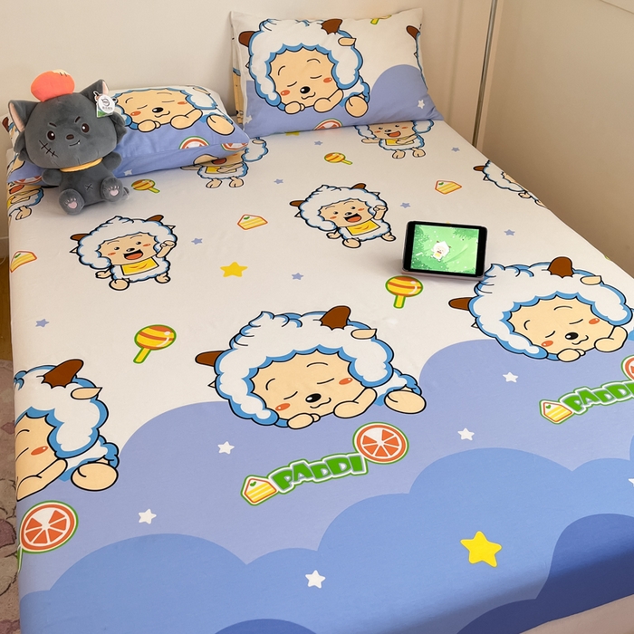 91家纺网 家纺一手货源 找家纺 金鑫汇家纺 2025新款喜羊羊与灰太狼全棉单品床笠 懒懒大王