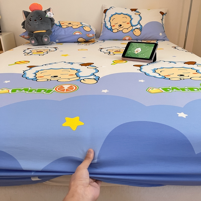 91家纺网 家纺一手货源 找家纺 金鑫汇家纺 2025新款喜羊羊与灰太狼全棉单品床笠 懒懒大王