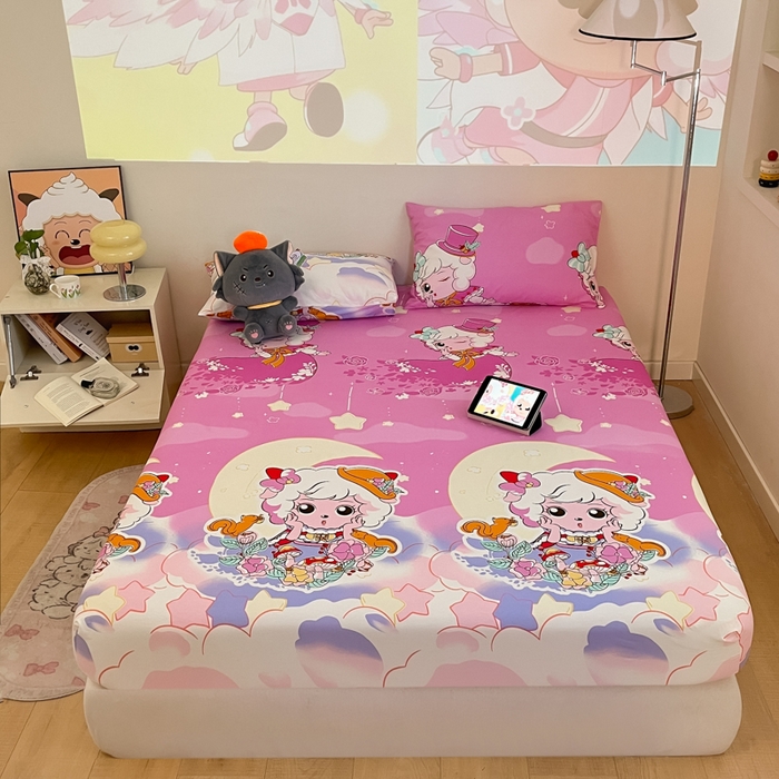 金鑫汇家纺 2025新款喜羊羊与灰太狼全棉单品床笠 月光精灵