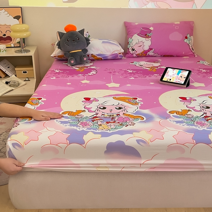 91家纺网 家纺一手货源 找家纺 金鑫汇家纺 2025新款喜羊羊与灰太狼全棉单品床笠 月光精灵