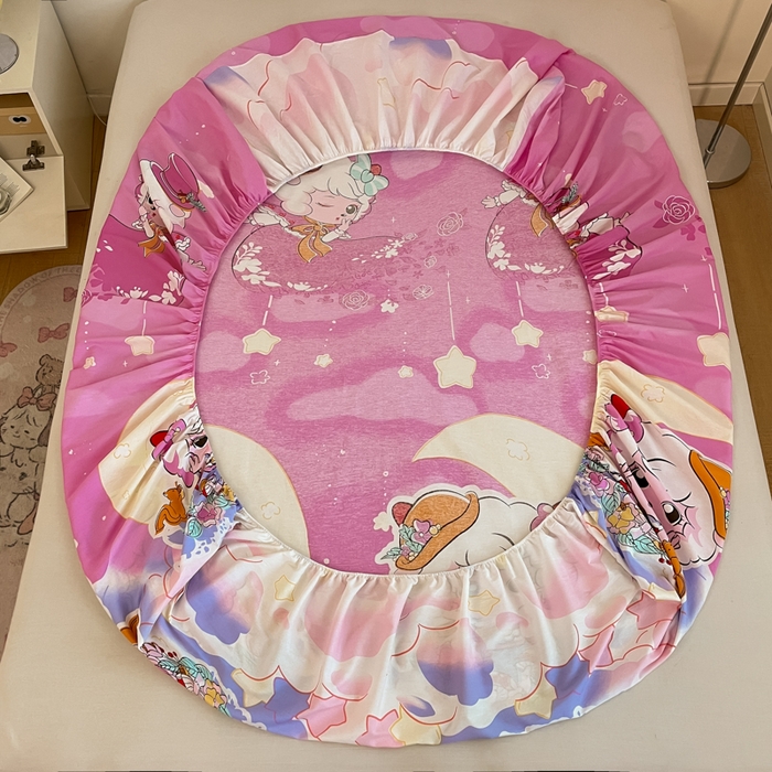 91家纺网 家纺一手货源 找家纺 金鑫汇家纺 2025新款喜羊羊与灰太狼全棉单品床笠 月光精灵