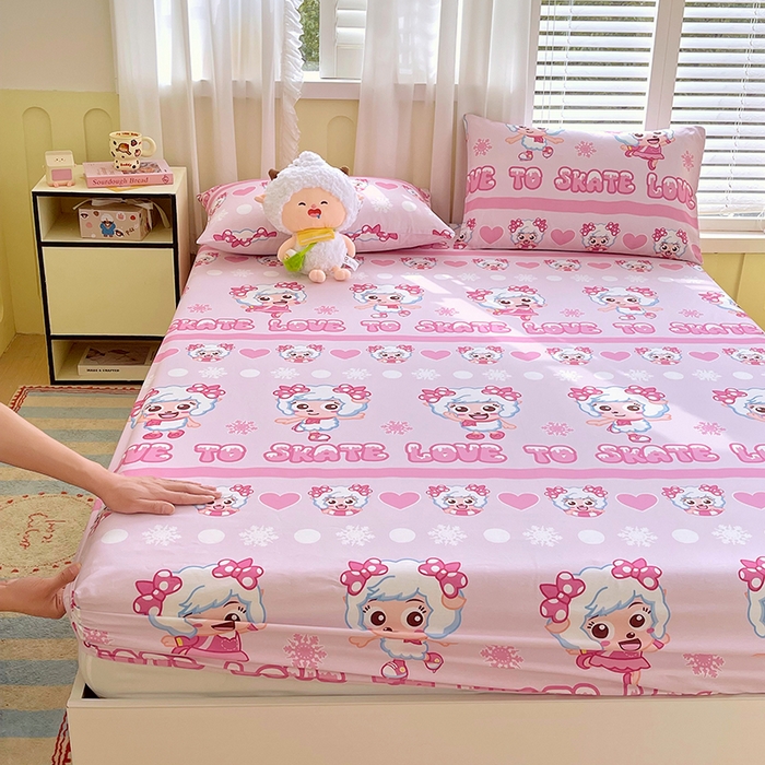 91家纺网 家纺一手货源 找家纺 金鑫汇家纺 2025新款喜羊羊与灰太狼全棉单品床笠 滑冰美羊羊