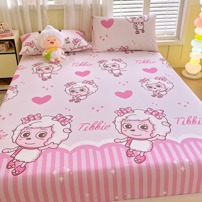 91家纺网 家纺一手货源 找家纺 金鑫汇家纺 2025新款喜羊羊与灰太狼全棉单品床笠 时尚美羊羊