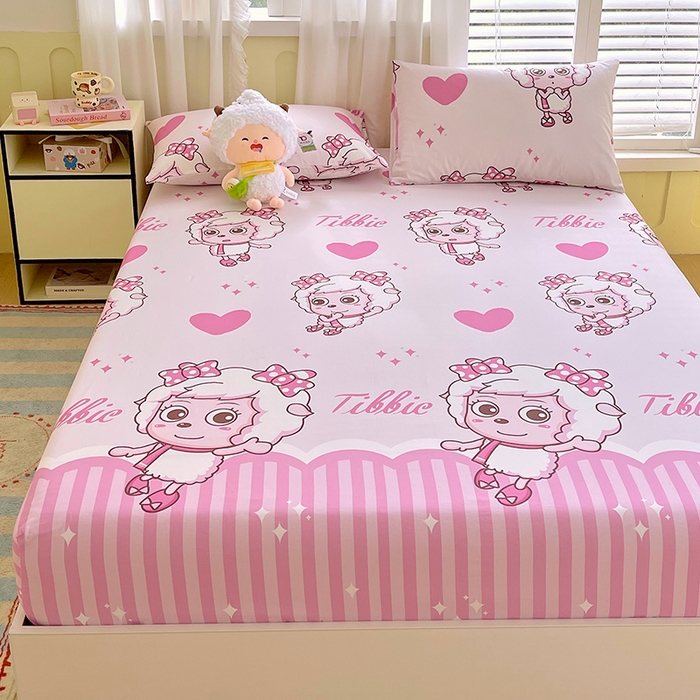 91家纺网 家纺一手货源 找家纺 金鑫汇家纺 2025新款喜羊羊与灰太狼全棉单品床笠 时尚美羊羊