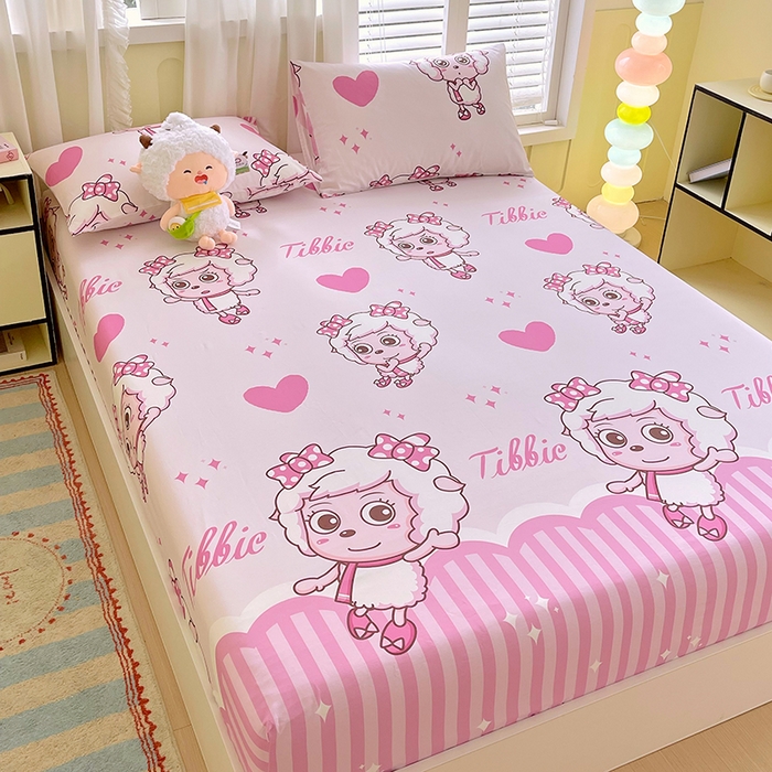 91家纺网 家纺一手货源 找家纺 金鑫汇家纺 2025新款喜羊羊与灰太狼全棉单品床笠 时尚美羊羊