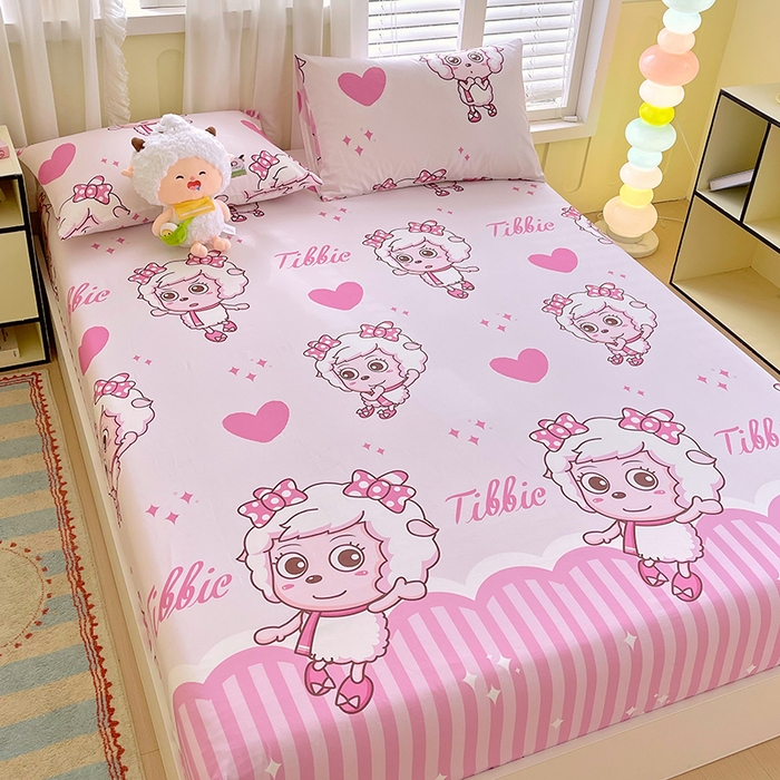 91家纺网 家纺一手货源 找家纺 金鑫汇家纺 2025新款喜羊羊与灰太狼全棉单品床笠 时尚美羊羊