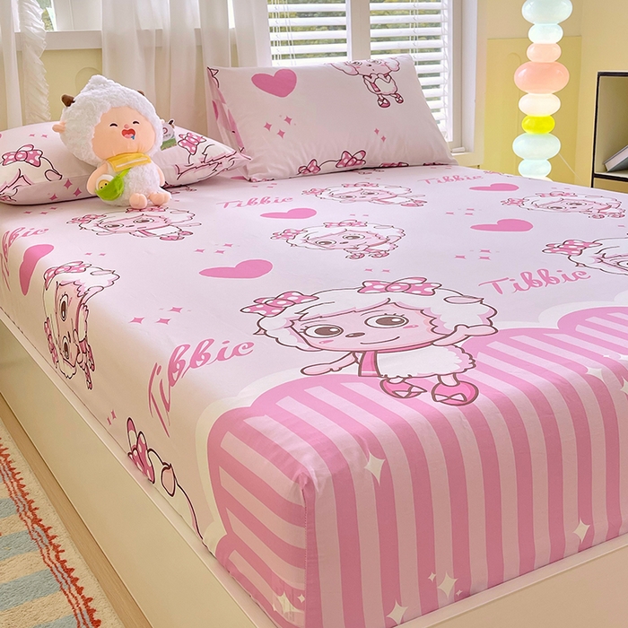 91家纺网 家纺一手货源 找家纺 金鑫汇家纺 2025新款喜羊羊与灰太狼全棉单品床笠 时尚美羊羊