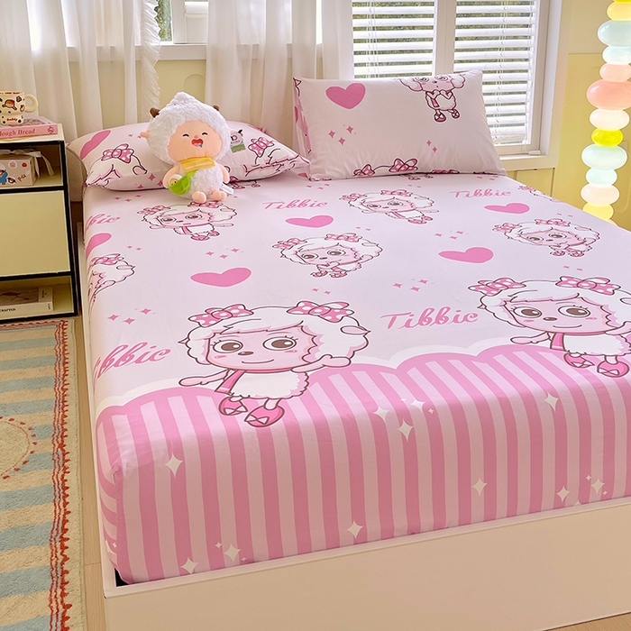 91家纺网 家纺一手货源 找家纺 金鑫汇家纺 2025新款喜羊羊与灰太狼全棉单品床笠 时尚美羊羊