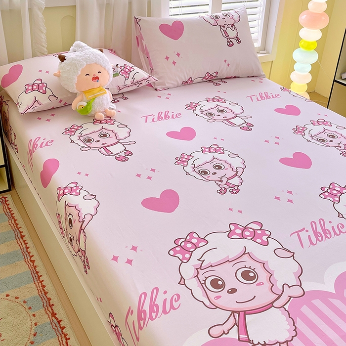 91家纺网 家纺一手货源 找家纺 金鑫汇家纺 2025新款喜羊羊与灰太狼全棉单品床笠 时尚美羊羊