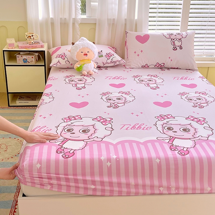 91家纺网 家纺一手货源 找家纺 金鑫汇家纺 2025新款喜羊羊与灰太狼全棉单品床笠 时尚美羊羊