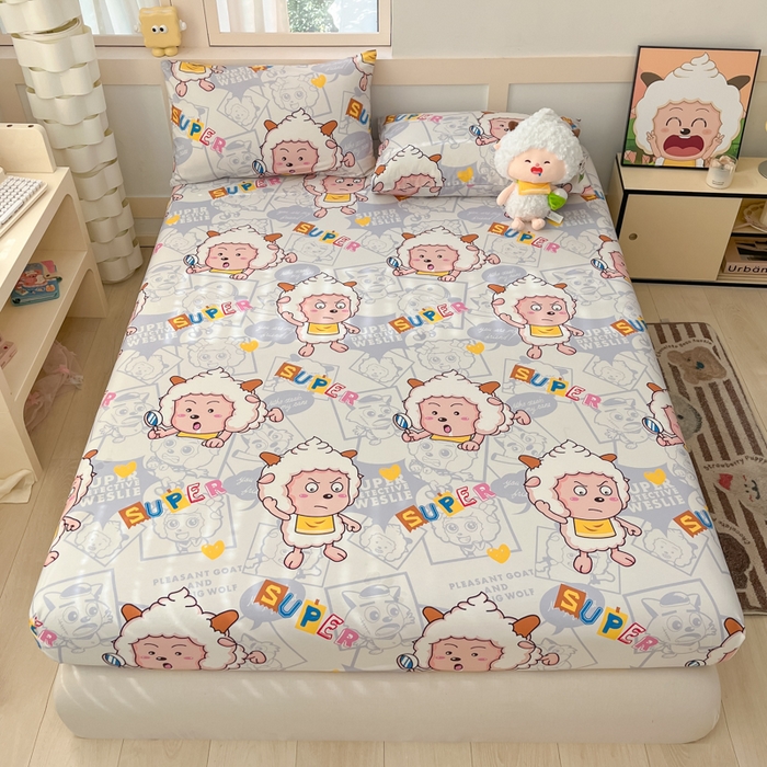 金鑫汇家纺 2025新款喜羊羊与灰太狼全棉单品床笠 探索懒羊羊