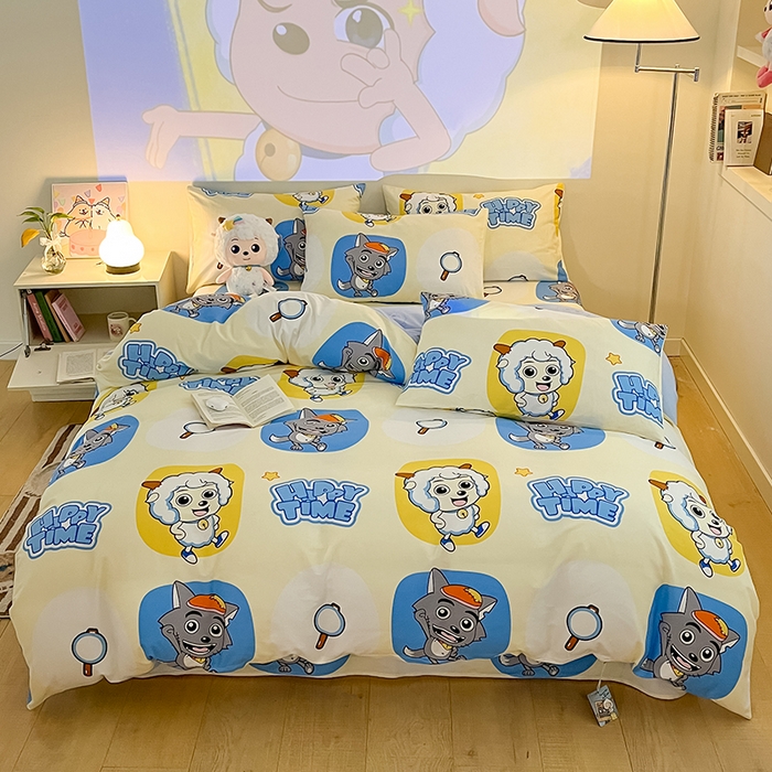 91家纺网 家纺一手货源 找家纺 （总）金鑫汇家纺 2025新款喜羊羊与灰太狼全棉单品被套