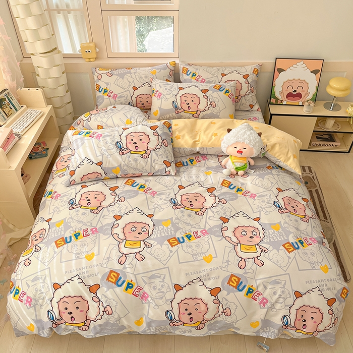 91家纺网 家纺一手货源 找家纺 （总）金鑫汇家纺 2025新款喜羊羊与灰太狼全棉单品被套