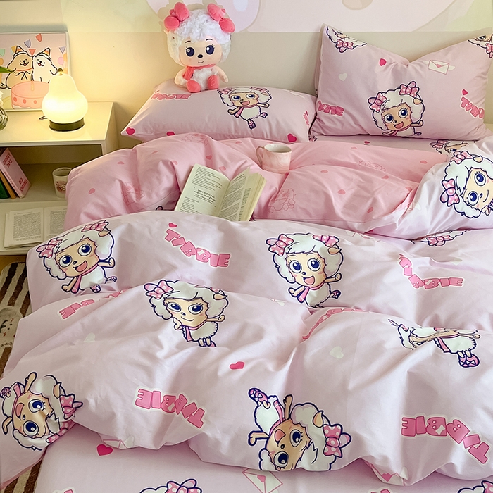 91家纺网 家纺一手货源 找家纺 金鑫汇家纺 2025新款喜羊羊与灰太狼全棉单品被套 乖巧美羊羊