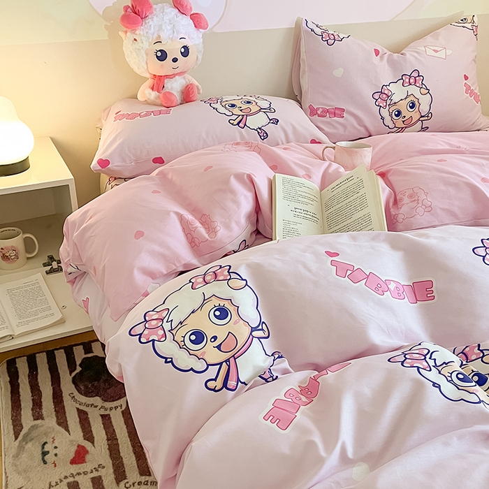 91家纺网 家纺一手货源 找家纺 金鑫汇家纺 2025新款喜羊羊与灰太狼全棉单品被套 乖巧美羊羊