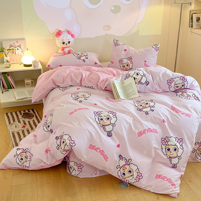 91家纺网 家纺一手货源 找家纺 金鑫汇家纺 2025新款喜羊羊与灰太狼全棉单品被套 乖巧美羊羊