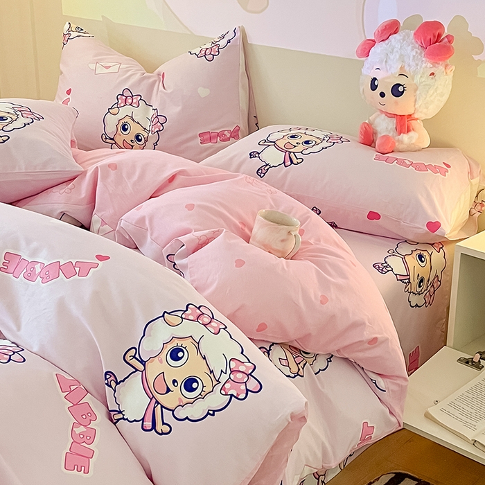 91家纺网 家纺一手货源 找家纺 金鑫汇家纺 2025新款喜羊羊与灰太狼全棉单品被套 乖巧美羊羊