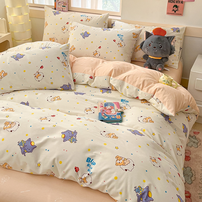 91家纺网 家纺一手货源 找家纺 金鑫汇家纺 2025新款喜羊羊与灰太狼全棉单品被套 困困小狼羊