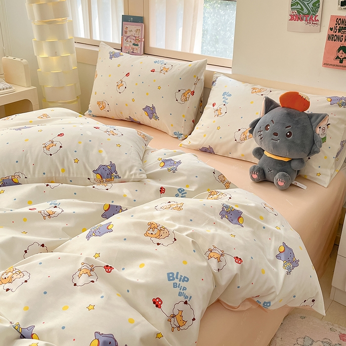 91家纺网 家纺一手货源 找家纺 金鑫汇家纺 2025新款喜羊羊与灰太狼全棉单品被套 困困小狼羊