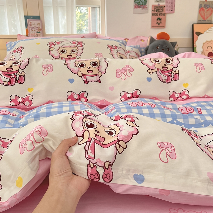 91家纺网 家纺一手货源 找家纺 金鑫汇家纺 2025新款喜羊羊与灰太狼全棉单品被套 甜宅美羊羊