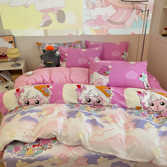 91家纺网 家纺一手货源 找家纺 金鑫汇家纺 2025新款喜羊羊与灰太狼全棉单品被套 月光精灵