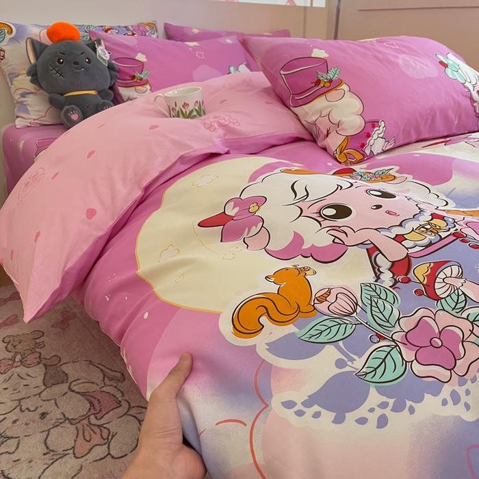 91家纺网 家纺一手货源 找家纺 金鑫汇家纺 2025新款喜羊羊与灰太狼全棉单品被套 月光精灵