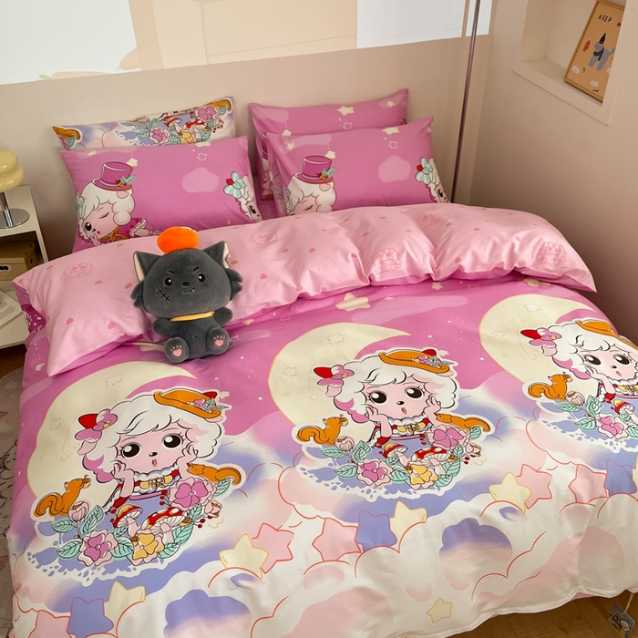 91家纺网 家纺一手货源 找家纺 金鑫汇家纺 2025新款喜羊羊与灰太狼全棉单品被套 月光精灵