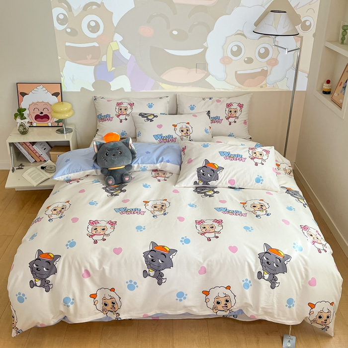 金鑫汇家纺 2025新款喜羊羊与灰太狼全棉单品被套 狼羊共舞