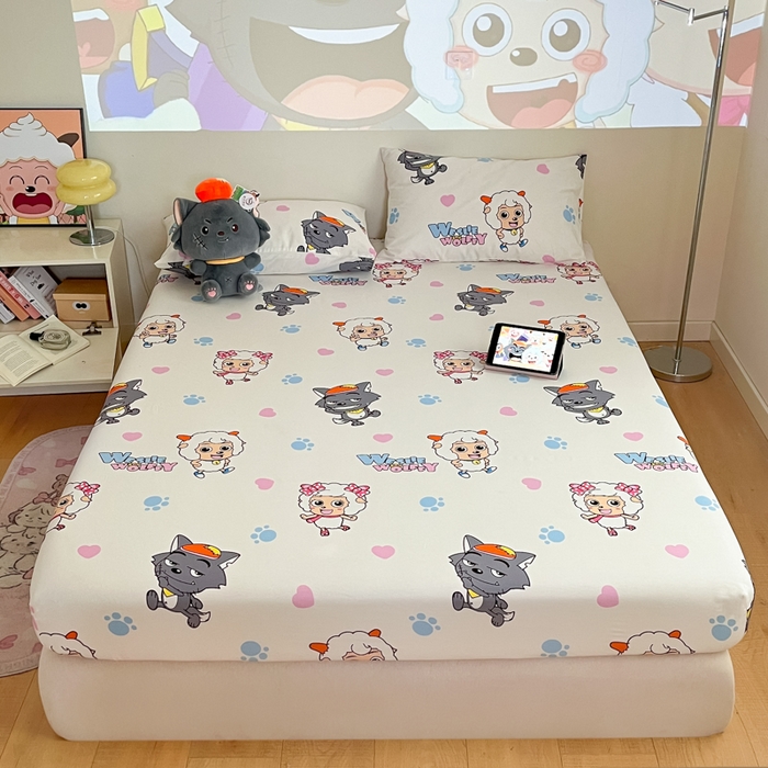 91家纺网 家纺一手货源 找家纺 金鑫汇家纺 2025新款喜羊羊与灰太狼全棉单品被套 狼羊共舞