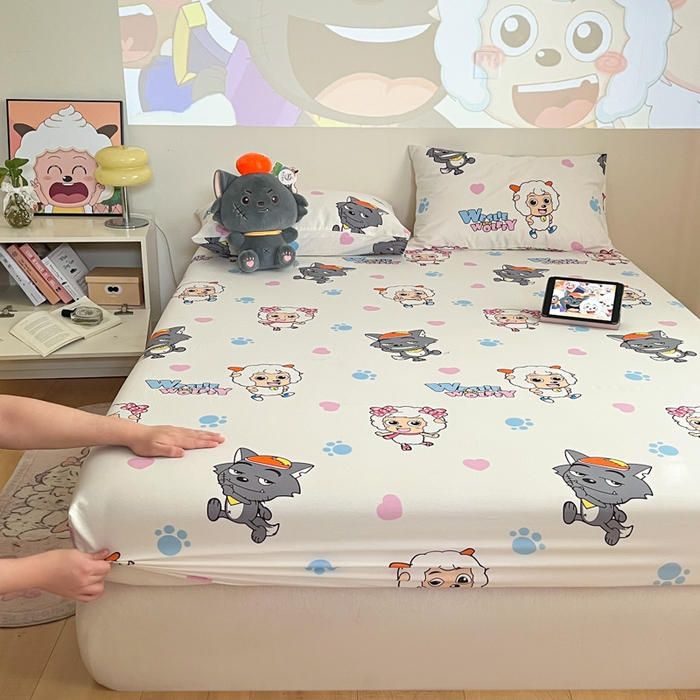 91家纺网 家纺一手货源 找家纺 金鑫汇家纺 2025新款喜羊羊与灰太狼全棉单品被套 狼羊共舞