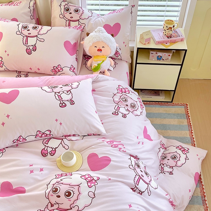 91家纺网 家纺一手货源 找家纺 金鑫汇家纺 2025新款喜羊羊与灰太狼全棉单品被套 时尚美羊羊