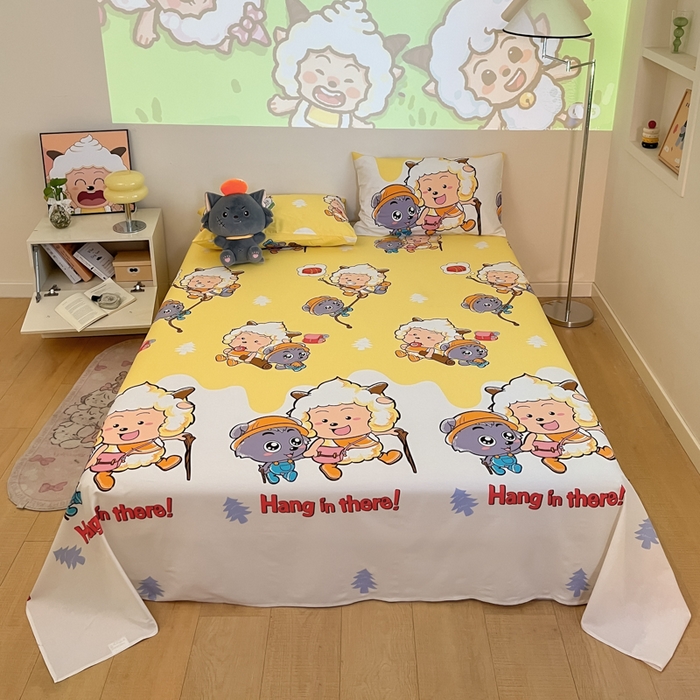 91家纺网 家纺一手货源 找家纺 （总）金鑫汇家纺 2025新款喜羊羊与灰太狼全棉单品床单