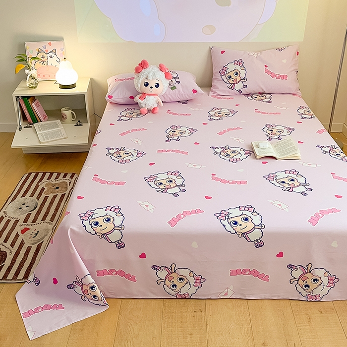 91家纺网 家纺一手货源 找家纺 金鑫汇家纺 2025新款喜羊羊与灰太狼全棉单品床单 乖巧美羊羊