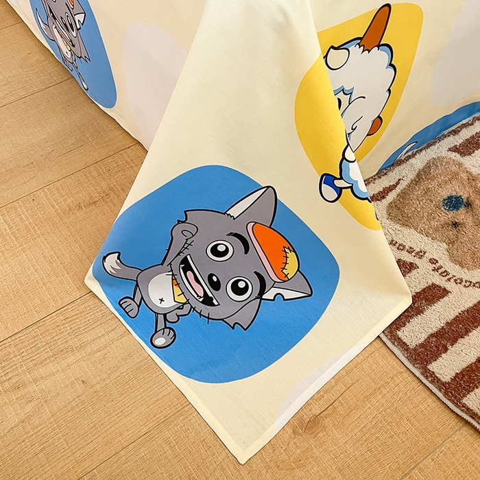 91家纺网 家纺一手货源 找家纺 金鑫汇家纺 2025新款喜羊羊与灰太狼全棉单品床单 狼羊童话梦