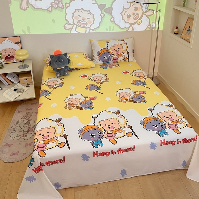 91家纺网 家纺一手货源 找家纺 金鑫汇家纺 2025新款喜羊羊与灰太狼全棉单品床单 寻宝奇遇记