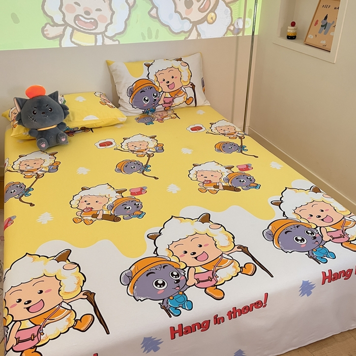 91家纺网 家纺一手货源 找家纺 金鑫汇家纺 2025新款喜羊羊与灰太狼全棉单品床单 寻宝奇遇记