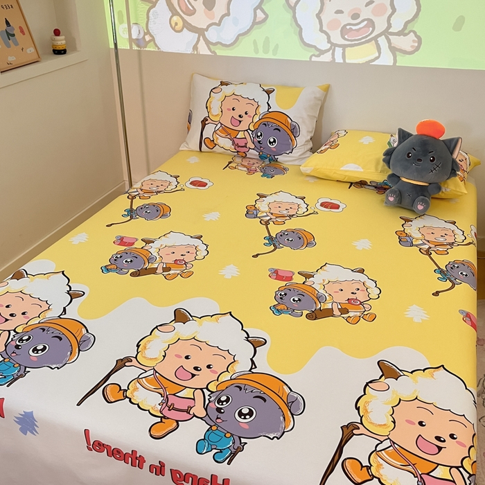 91家纺网 家纺一手货源 找家纺 金鑫汇家纺 2025新款喜羊羊与灰太狼全棉单品床单 寻宝奇遇记