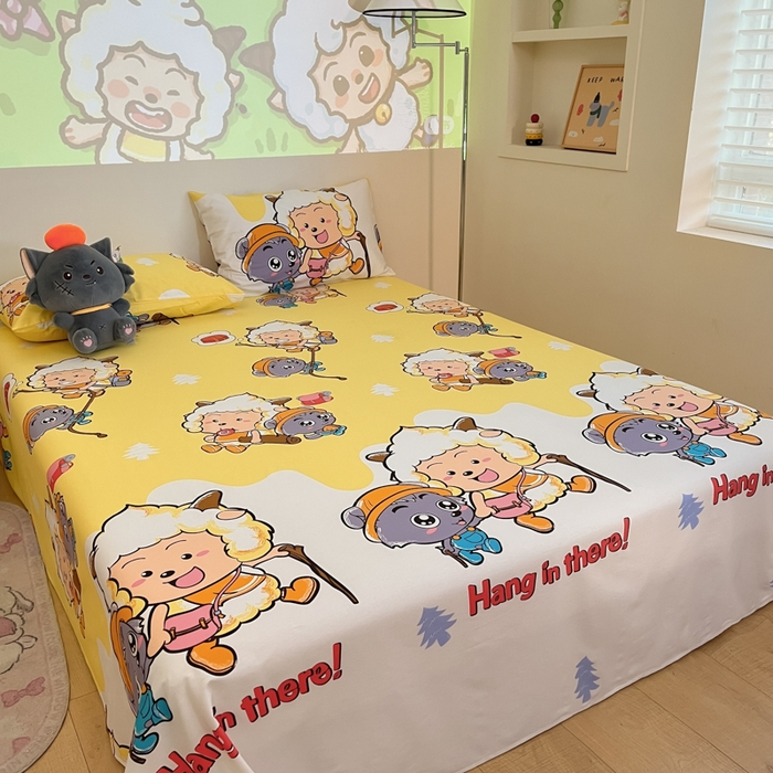 91家纺网 家纺一手货源 找家纺 金鑫汇家纺 2025新款喜羊羊与灰太狼全棉单品床单 寻宝奇遇记