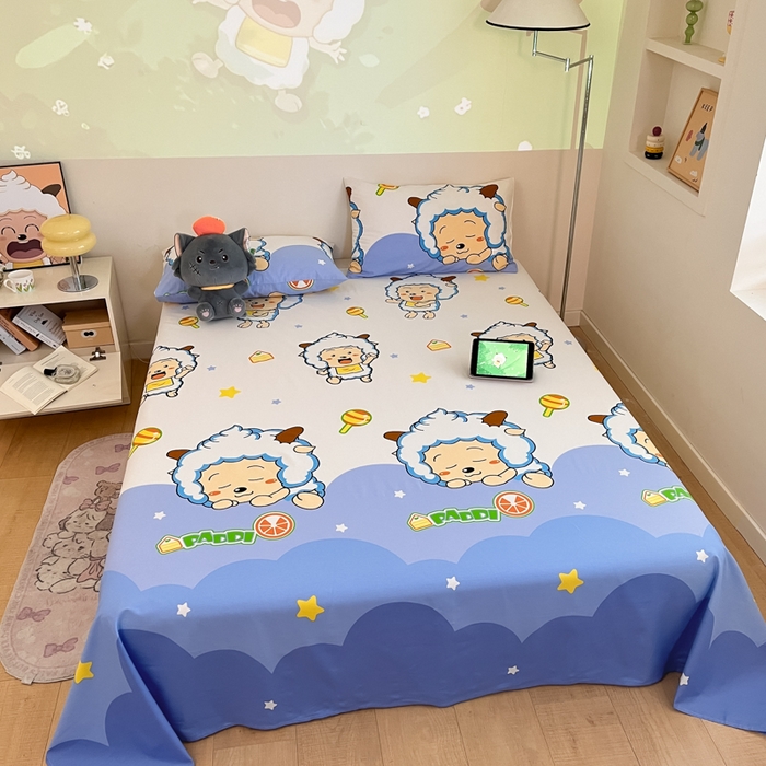 91家纺网 家纺一手货源 找家纺 金鑫汇家纺 2025新款喜羊羊与灰太狼全棉单品床单 懒懒大王