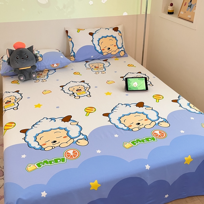 91家纺网 家纺一手货源 找家纺 金鑫汇家纺 2025新款喜羊羊与灰太狼全棉单品床单 懒懒大王