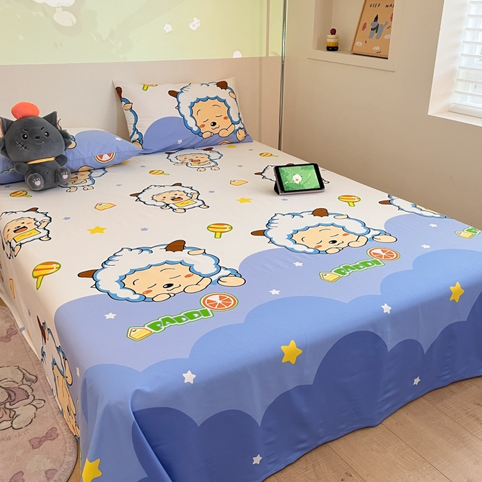 91家纺网 家纺一手货源 找家纺 金鑫汇家纺 2025新款喜羊羊与灰太狼全棉单品床单 懒懒大王