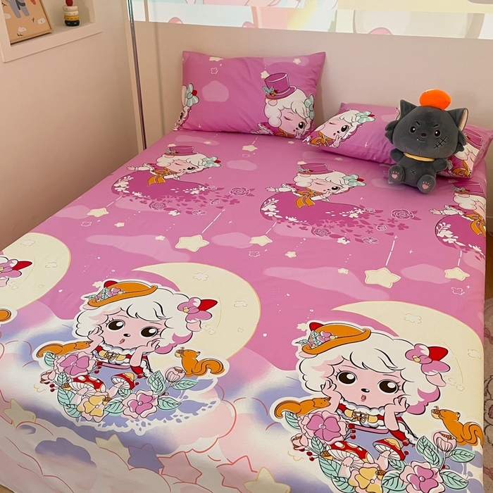 91家纺网 家纺一手货源 找家纺 金鑫汇家纺 2025新款喜羊羊与灰太狼全棉单品床单 月光精灵