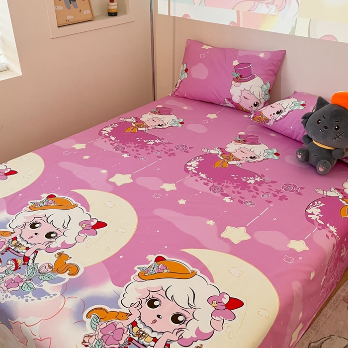 91家纺网 家纺一手货源 找家纺 金鑫汇家纺 2025新款喜羊羊与灰太狼全棉单品床单 月光精灵