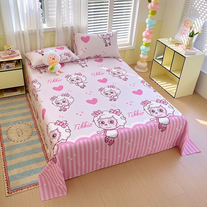 91家纺网 家纺一手货源 找家纺 金鑫汇家纺 2025新款喜羊羊与灰太狼全棉单品床单 时尚美羊羊