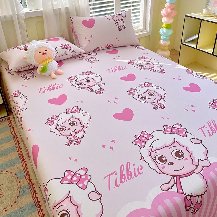 91家纺网 家纺一手货源 找家纺 金鑫汇家纺 2025新款喜羊羊与灰太狼全棉单品床单 时尚美羊羊