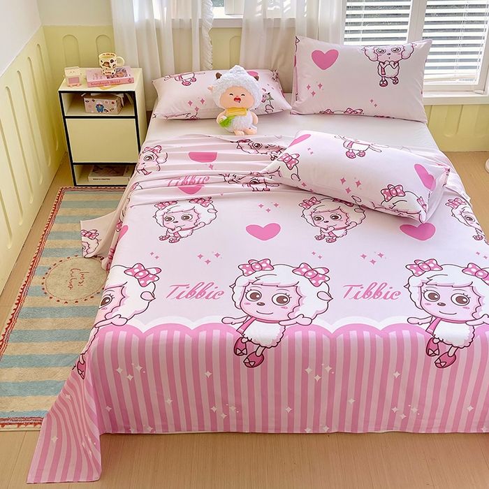 91家纺网 家纺一手货源 找家纺 金鑫汇家纺 2025新款喜羊羊与灰太狼全棉单品床单 时尚美羊羊