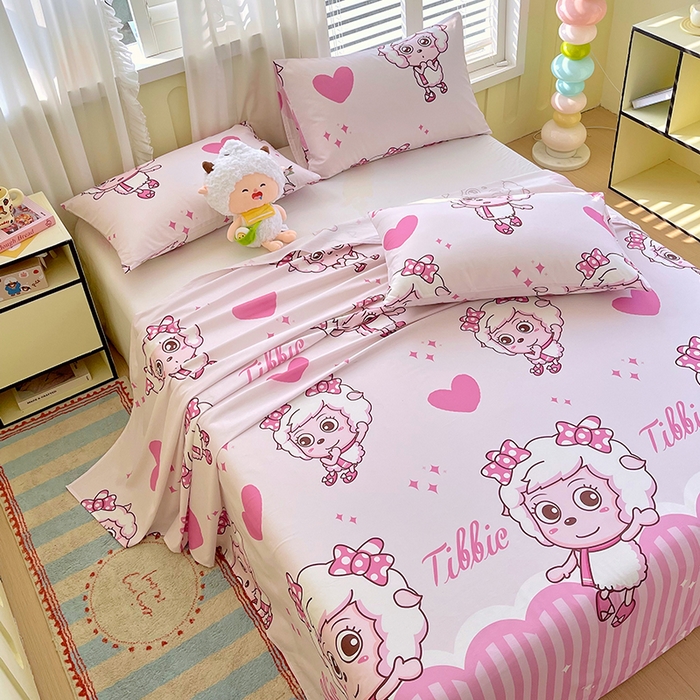 91家纺网 家纺一手货源 找家纺 金鑫汇家纺 2025新款喜羊羊与灰太狼全棉单品床单 时尚美羊羊