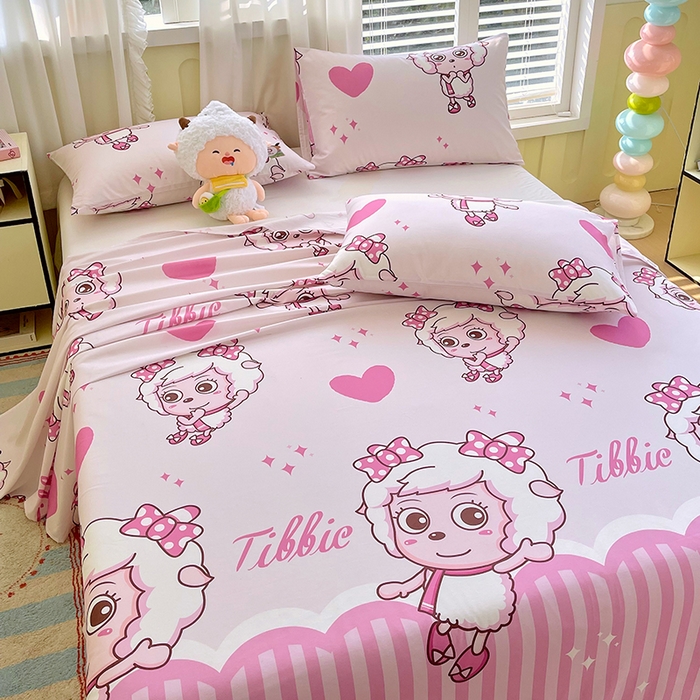 91家纺网 家纺一手货源 找家纺 金鑫汇家纺 2025新款喜羊羊与灰太狼全棉单品床单 时尚美羊羊